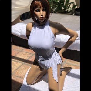 Hermoza high neck belted one piece swimsuit